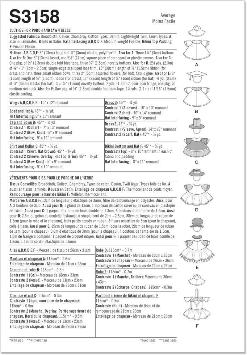 Simplicity SS3158OS Summer Clothes for Porch and Lawn Geese Sewing Pattern Packet, Design Code S3158, Sizes One Size - Image 3